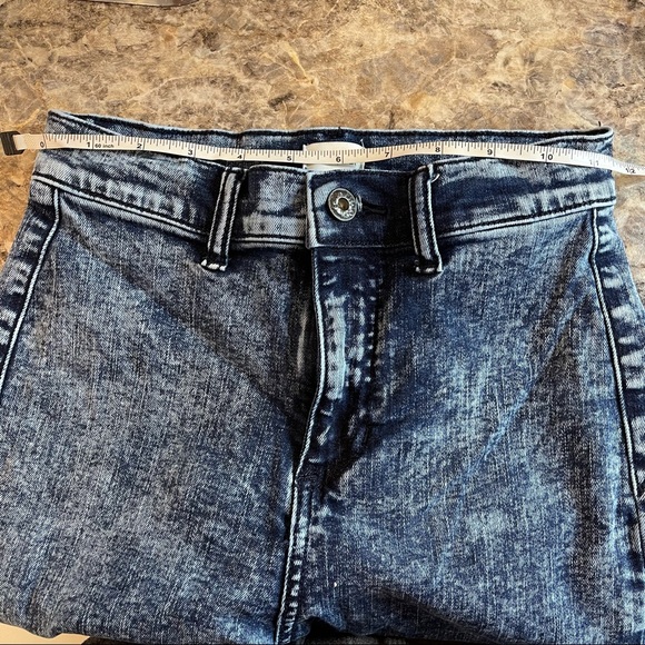 Sneek Peak Blue Trendy Flare Bottom Acid Wash Jeans Dark Wash - Picture 4 of 8